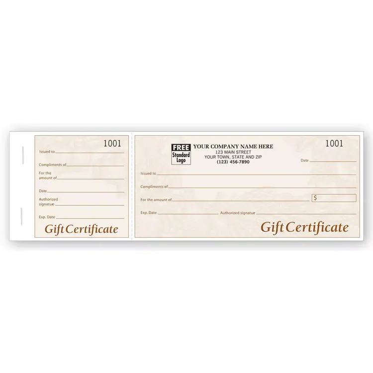 Personalized Gift Certificate Books -Harvest