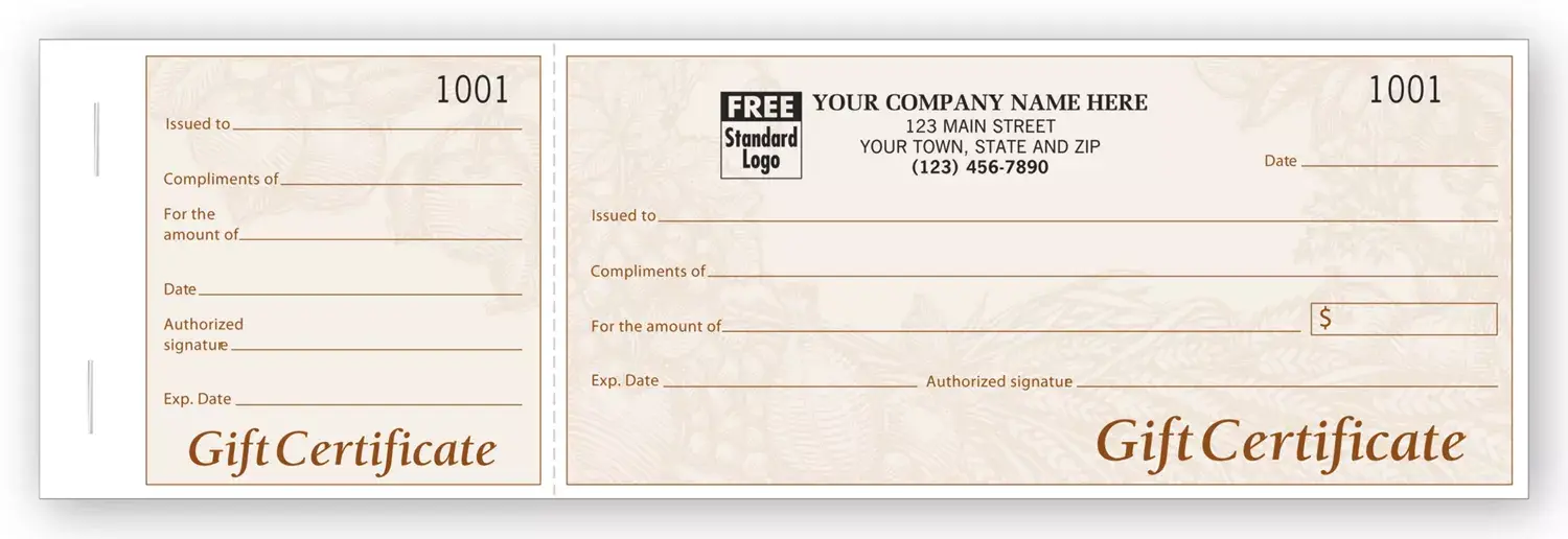 Personalized Gift Certificate Books -Harvest