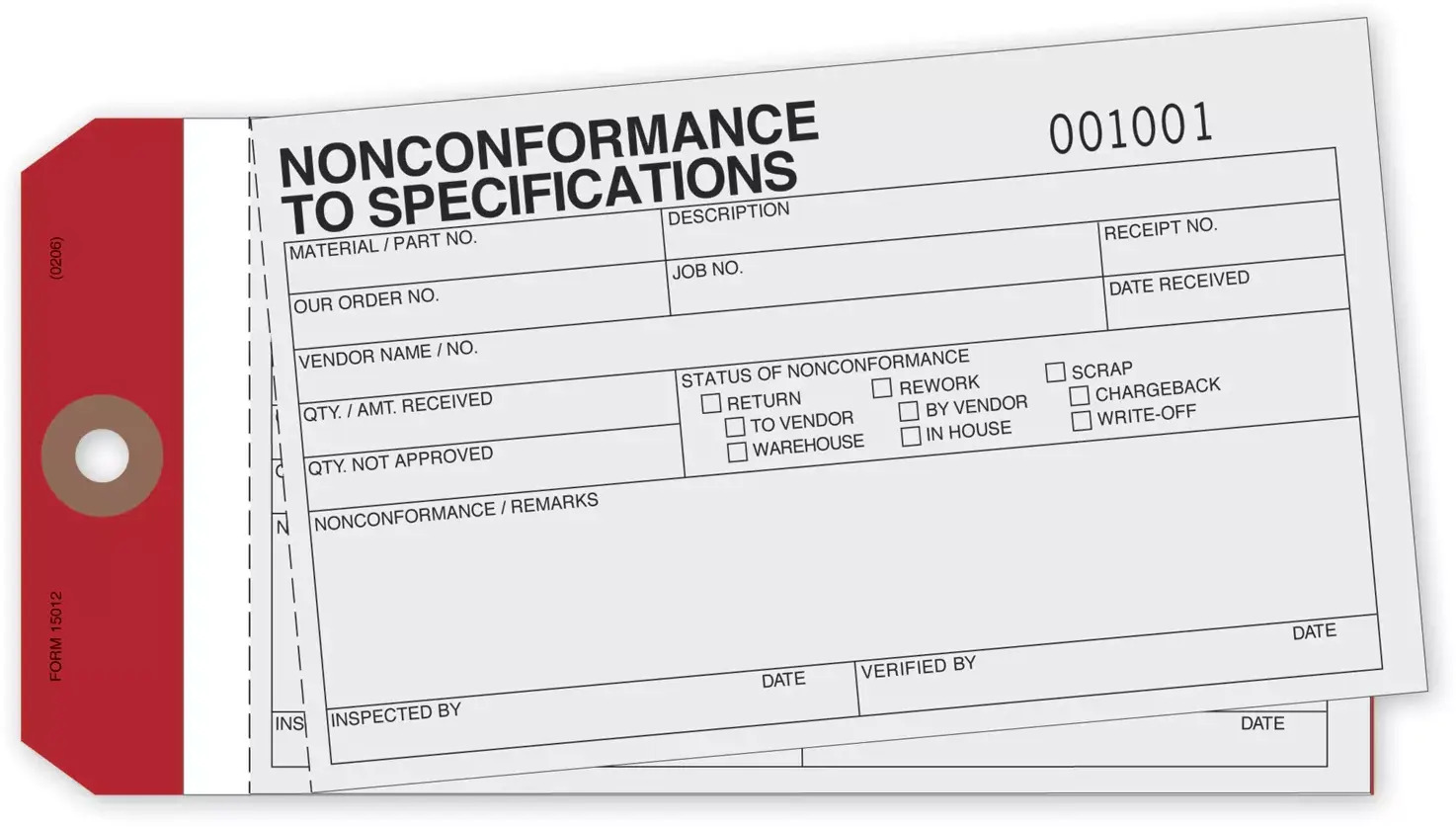Non Conformance Tags