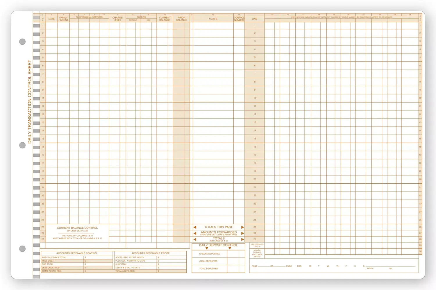 Daily Control Sheets, Pegmaster, Payment