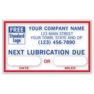 1690B - Static Cling / Windshield Labels: Next Lubrication Due