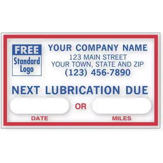 1690B - Static Cling / Windshield Labels: Next Lubrication Due