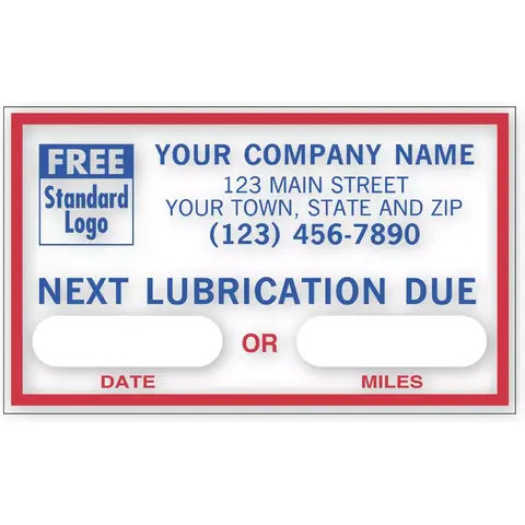 1690B - Static Cling / Windshield Labels: Next Lubrication Due