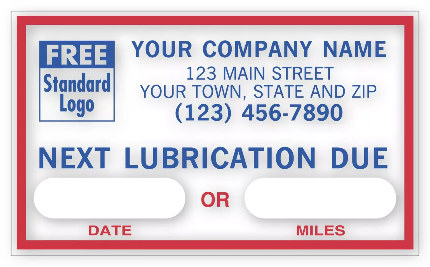 1690B - Static Cling / Windshield Labels: Next Lubrication Due