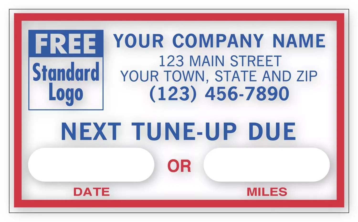 1690D - Static Cling / Windshield Labels: Next Tune-Up
