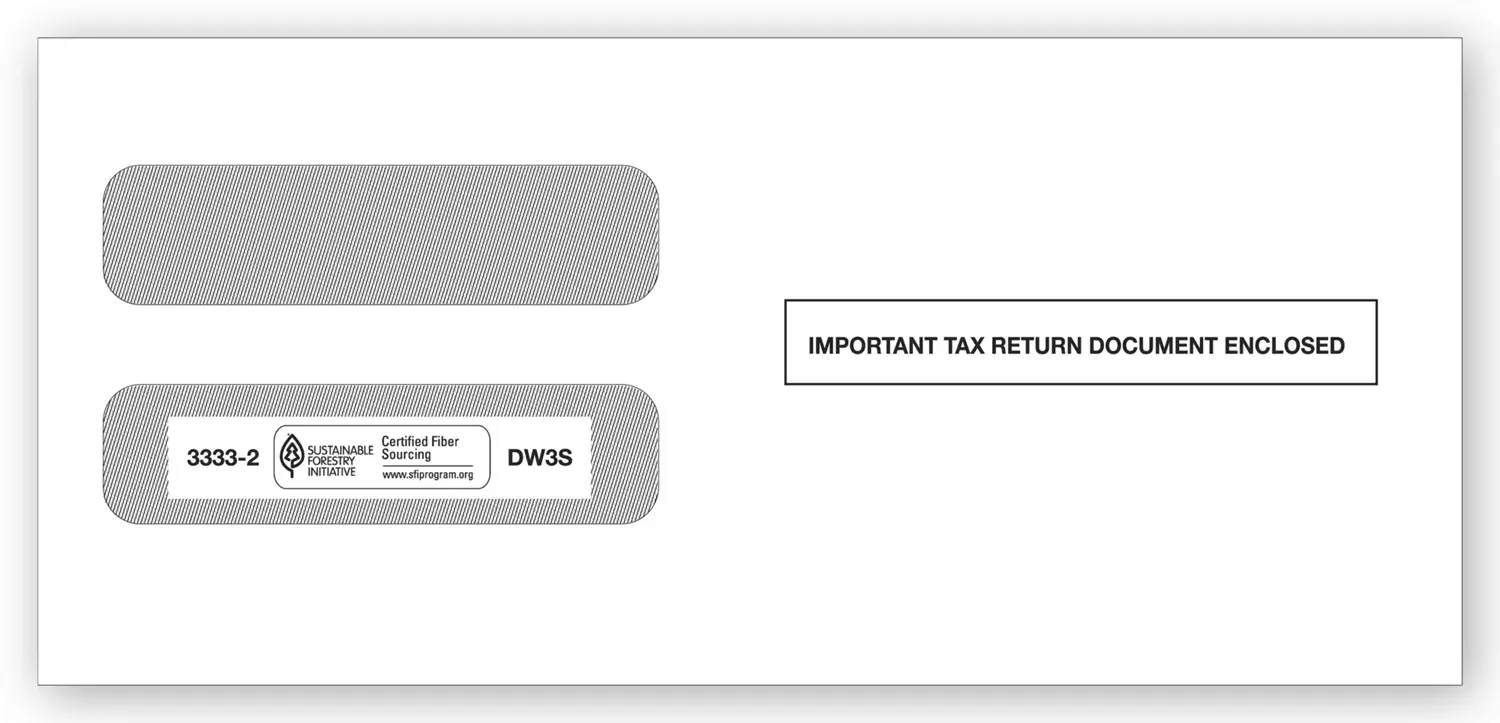 W-2 Tax Envelopes - Double-Window Envelope, Horizontal, 3-Up