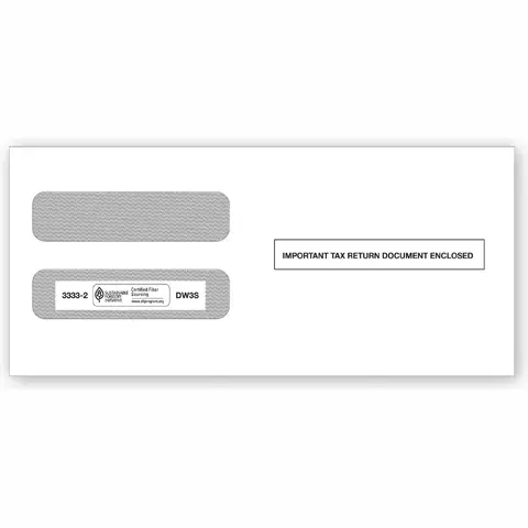 W-2 Tax Envelopes - Double-Window Envelope, Horizontal, 3-Up