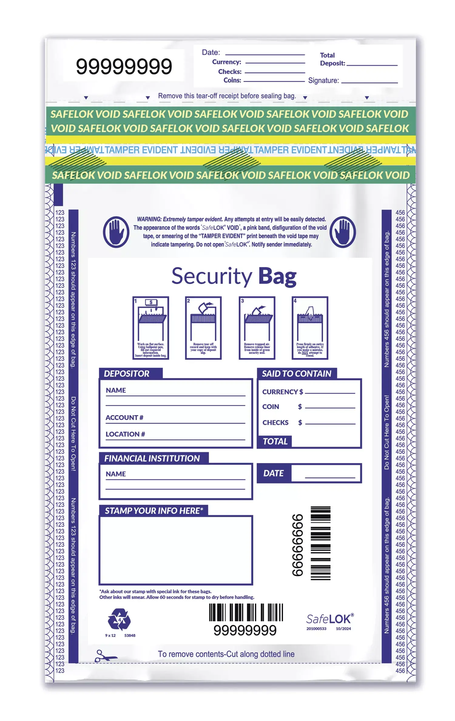 Opaque Deposit Bags - Single Pocket