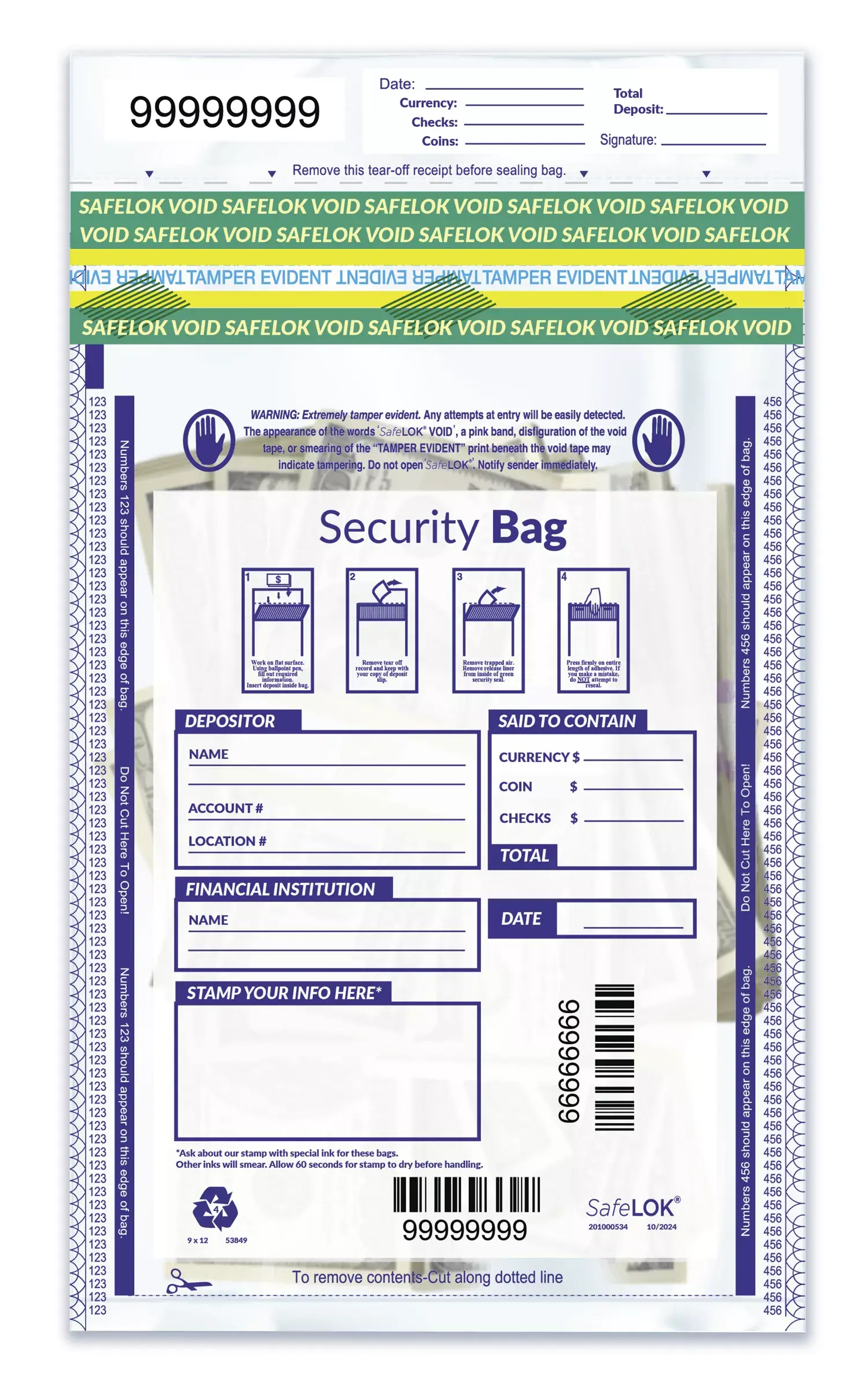 Tamper-Evident Cash Deposit Bags