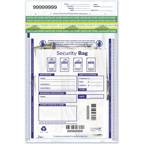 53854, 15" x 20" Single Pocket Deposit Bag, Clear