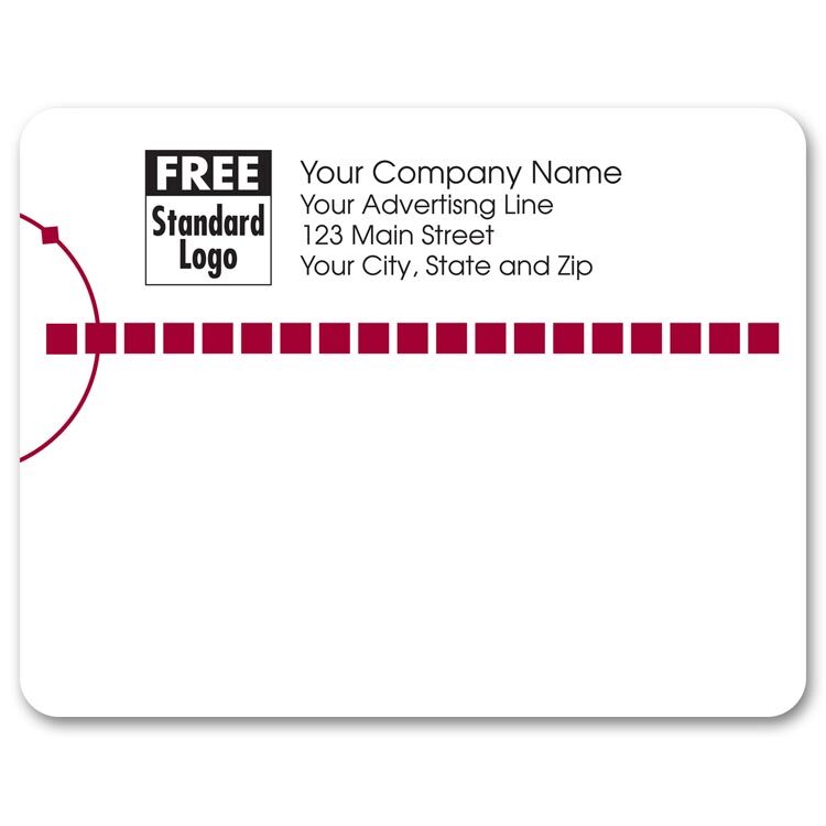 Mailing labels with red squares design