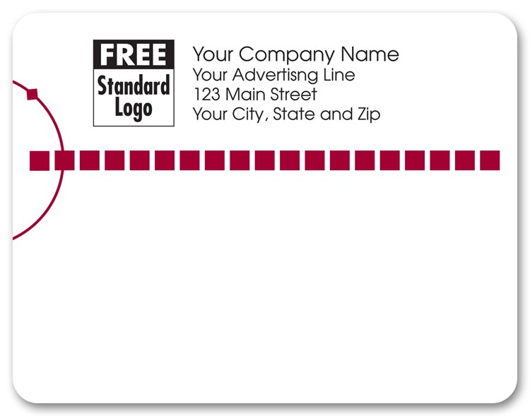 Mailing labels with red squares design