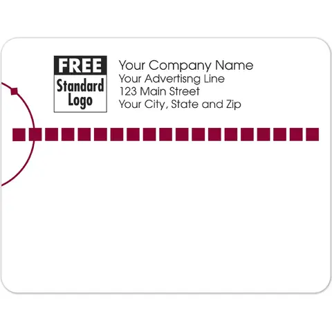 Mailing labels with red squares design