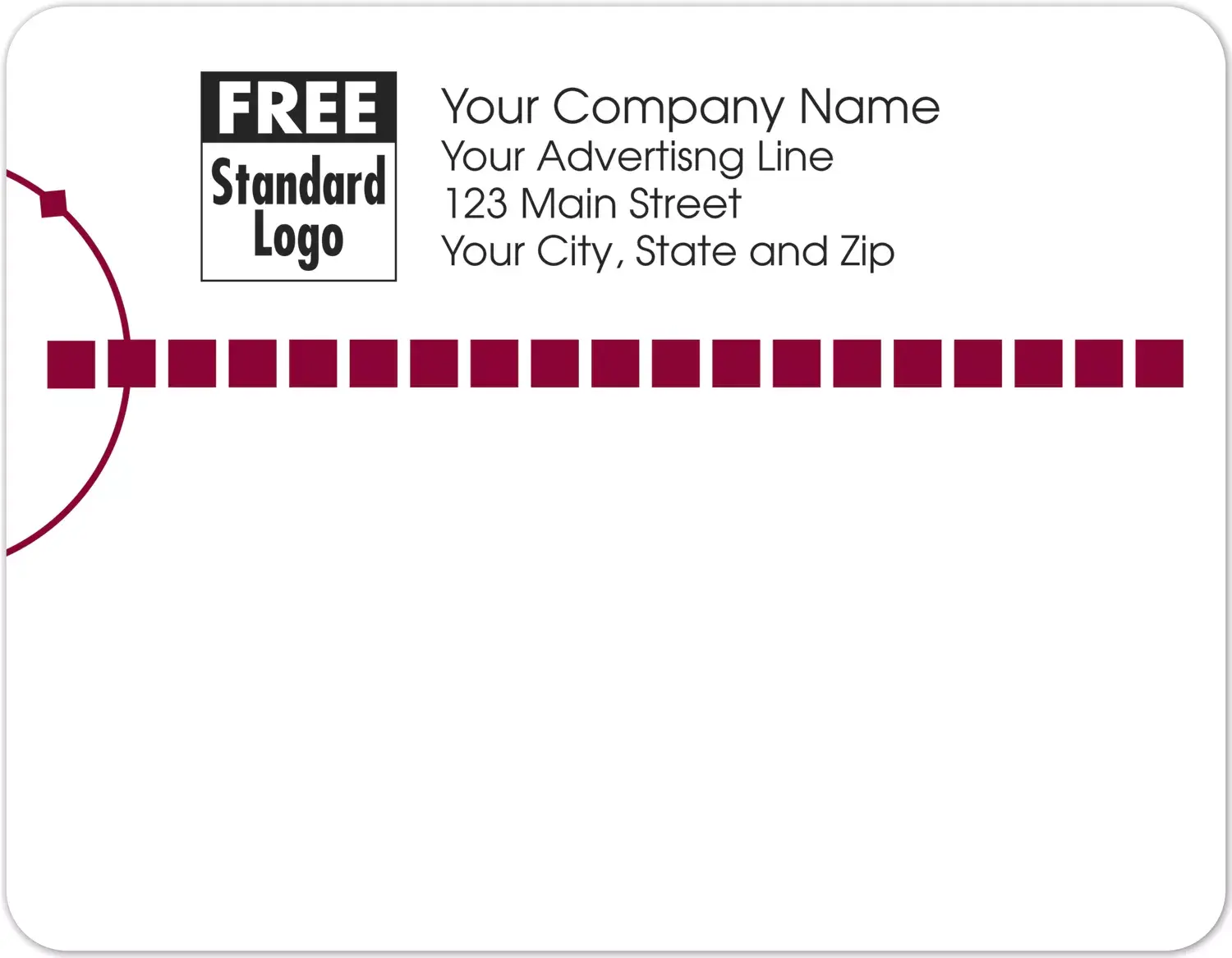 Mailing labels with red squares design