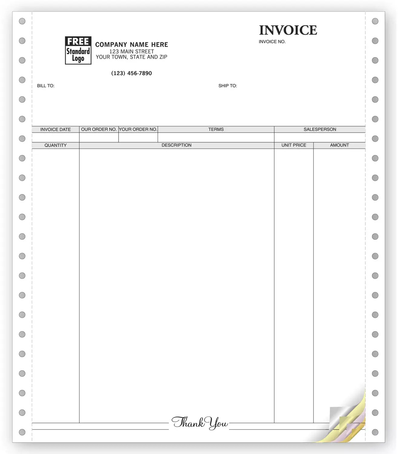 General Continuous Invoice, 3-Part