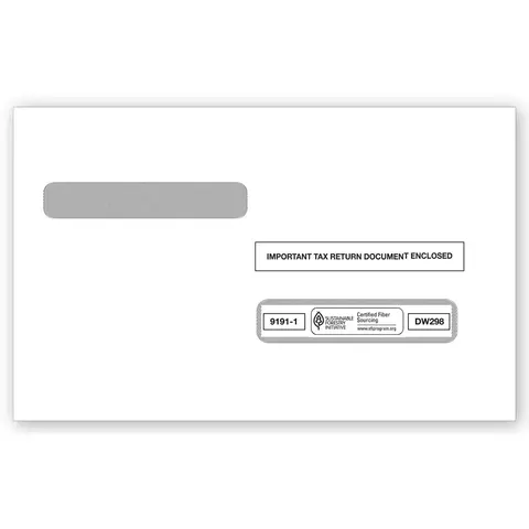 W-2 Tax Envelopes - Double-Window, 4-Up 