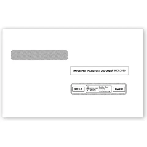 W-2 Tax Envelopes - Double-Window, 4-Up 