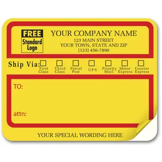 1200A, Jumbo Mailing Labels w/ "Ship Via" Check Boxes, Padde