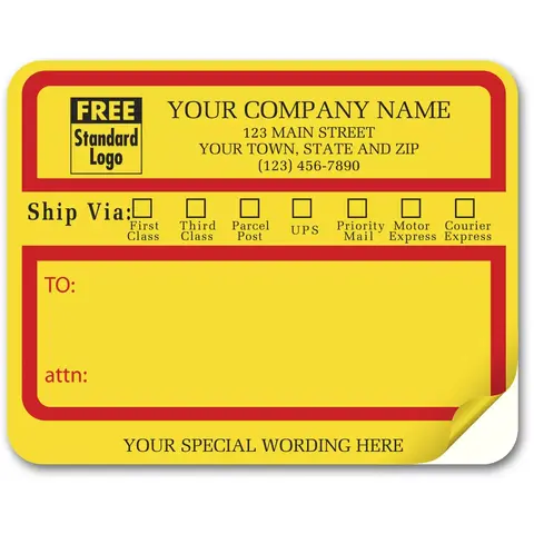 1200A, Jumbo Mailing Labels w/ "Ship Via" Check Boxes, Padde