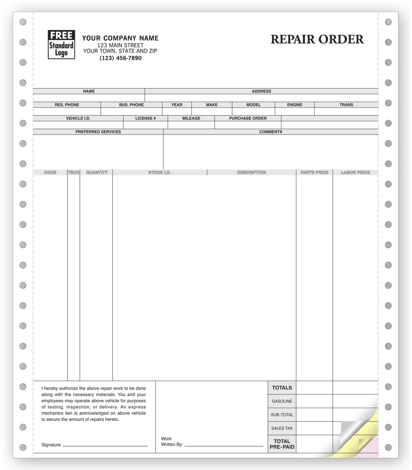 Continuous Custom Repair Orders