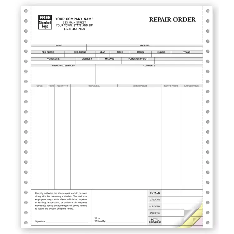 Continuous Custom Repair Orders