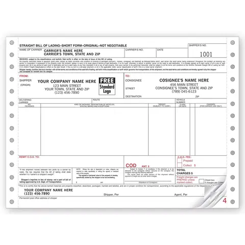13862 - Continuous Horizontal Bills of Lading