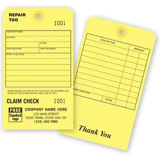 Repair Tags with Claim Check 