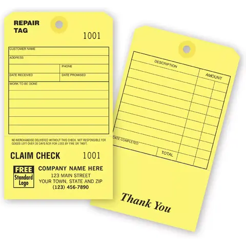 Repair Tags with Claim Check 