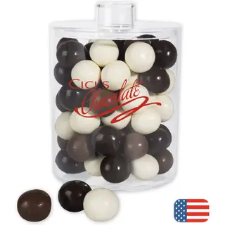Holiday Gifts- Acrylic Jar with Chocolate Malt Balls