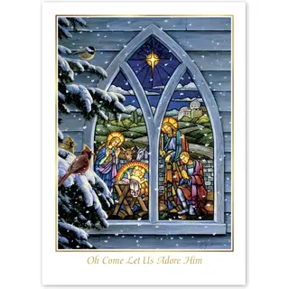Stained Glass Nativity Christmas Cards