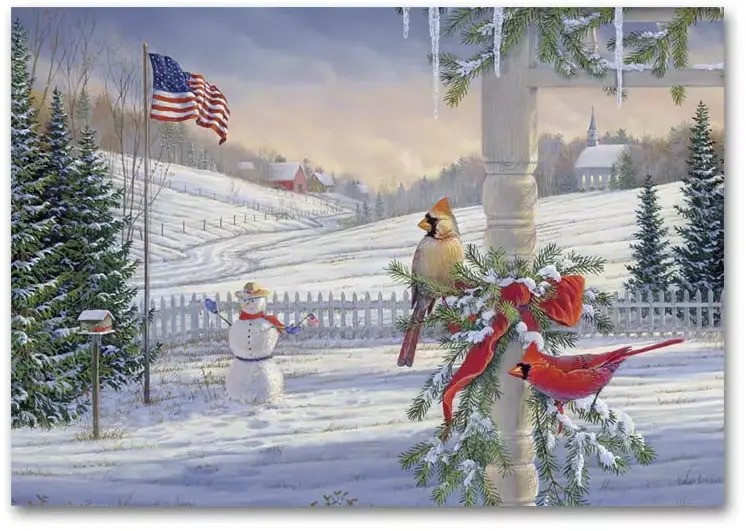Animal Holiday Card - Countryside Cardinals
