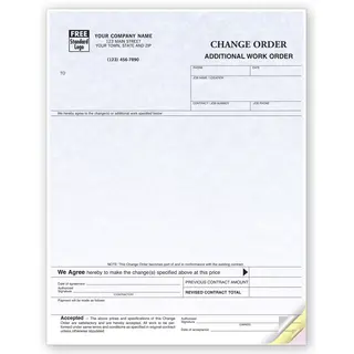 Laser Change Order Forms, 2-Part
