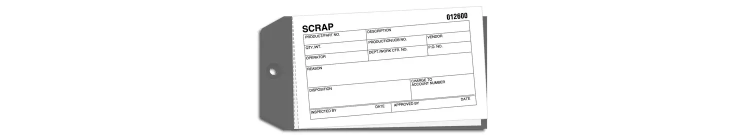 Carbon Copy Inventory Control Tag Labels - Scrap