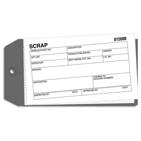 Carbon Copy Inventory Control Tag Labels - Scrap
