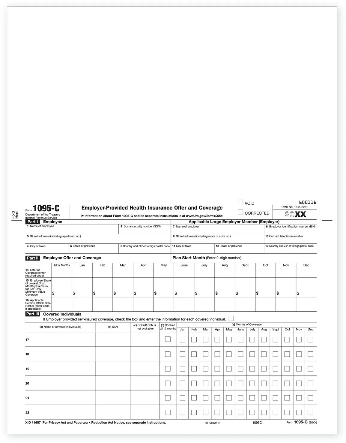 Laser 1095C Employer Provided Health Insurance