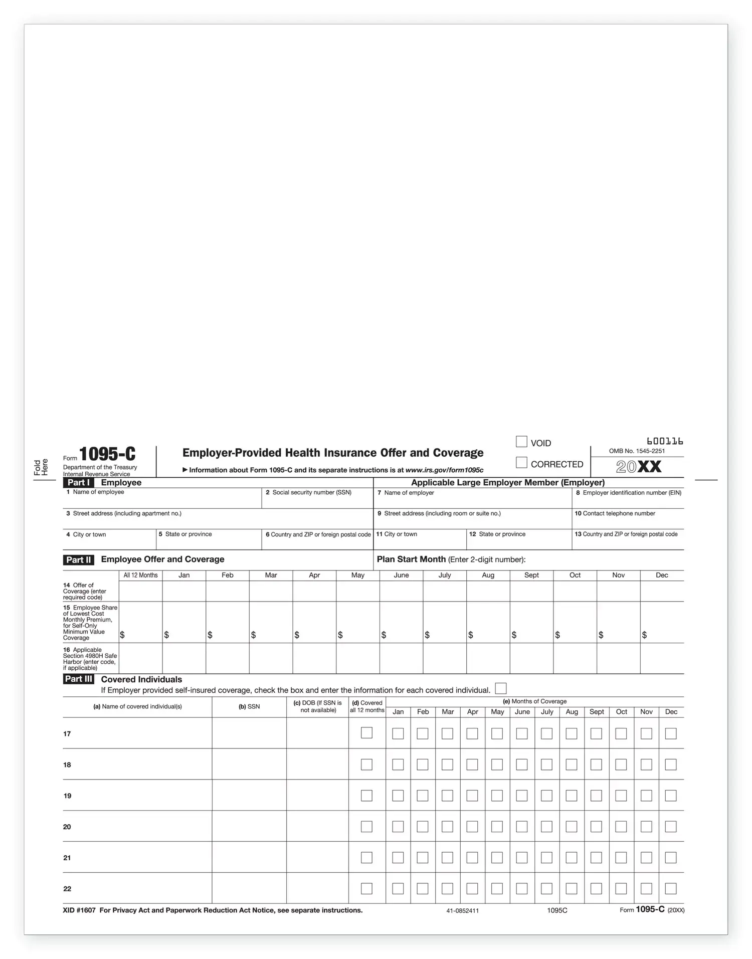 Laser 1095C Employer Provided Health Insurance
