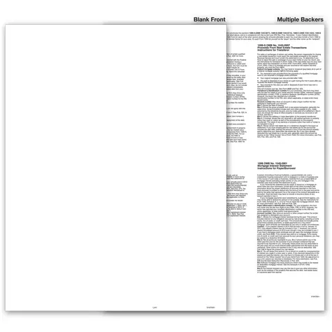 Blank 1099 Tax Forms, Multiple Backers - Federal Copy A