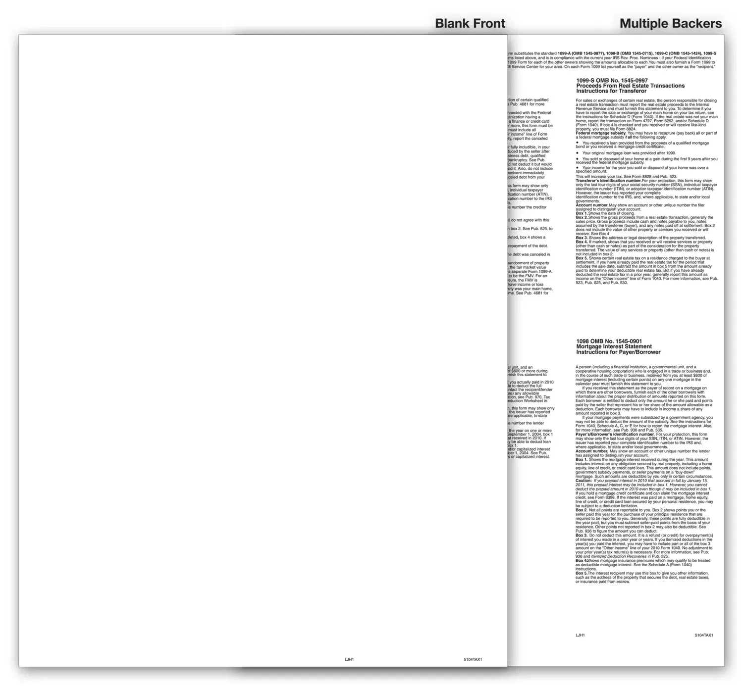 Blank 1099 Tax Forms, Multiple Backers - Federal Copy A