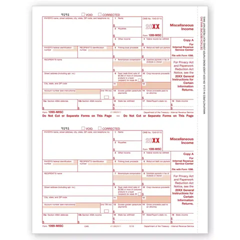 Laser 1099-MISC Tax Forms - Federal Copy A