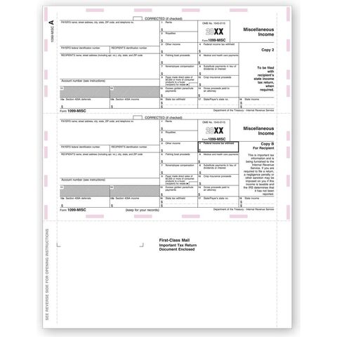 Laser 1099-MISC Tax Forms - Pressure Seal