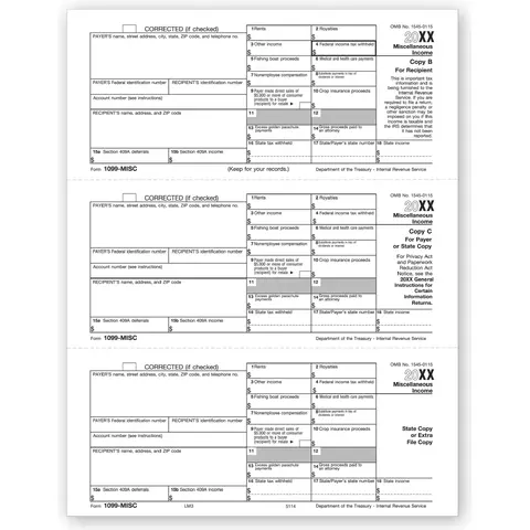 Laser 1099-MISC Tax Forms 3-Up