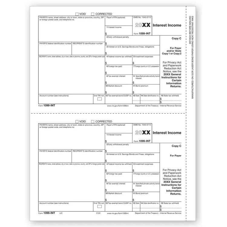 Laser 1099-INT Tax Forms - State Copy C