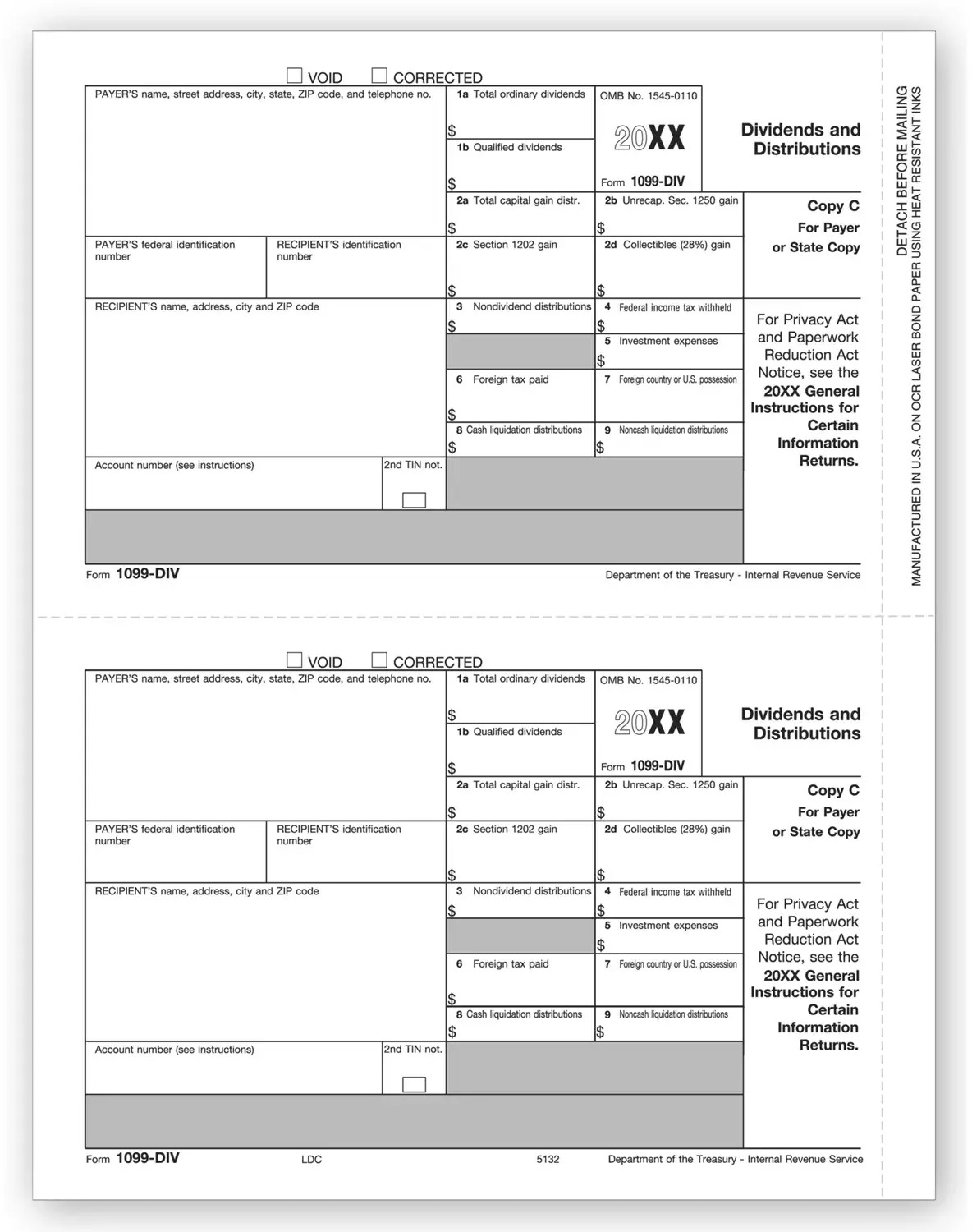 Laser 1099-DIV Tax Forms - State Copy C