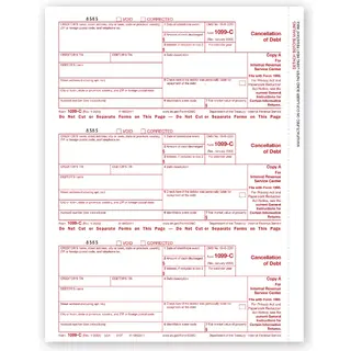 Laser 1099-C Tax Forms - Federal Copy A