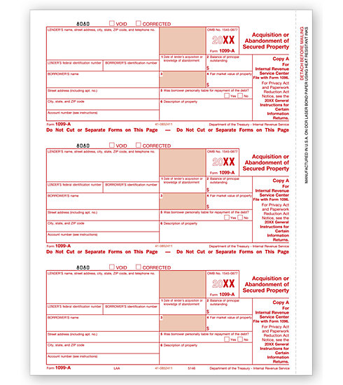 Laser 1099-A Tax Forms - Federal Copy A