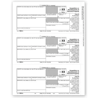 Laser 1099-A Tax Forms - Borrower Copy B