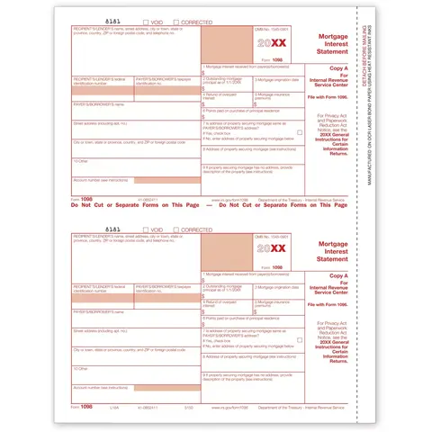 Laser 1098 Tax Forms - Federal Copy A