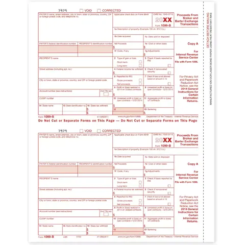 Laser 1099-B Tax Forms - Federal Copy A