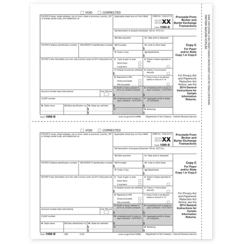 Laser 1099-B Tax Forms - Lender or State Copy C