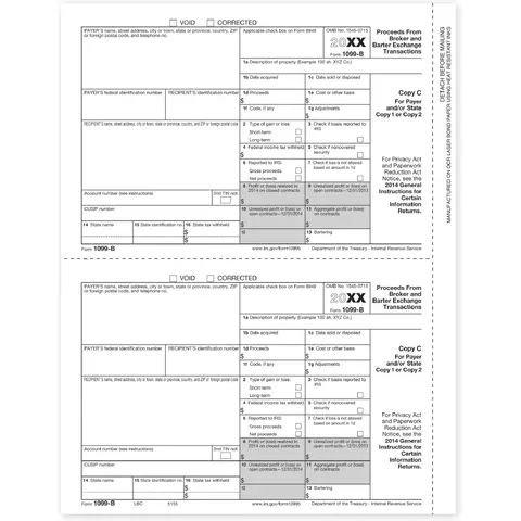 Laser 1099-B Tax Forms - Lender or State Copy C